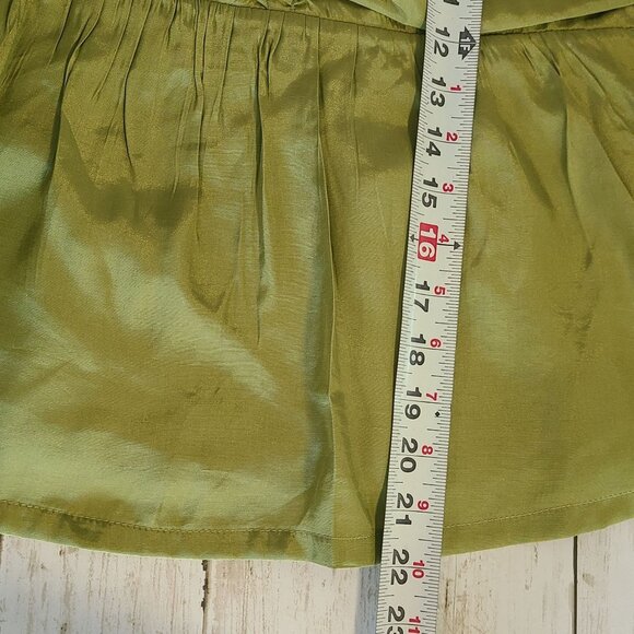 & Merci Green Satin Smocked Long Sleeve Blouse Top Whimseygoth Cottage NEW L - Picture 7 of 8